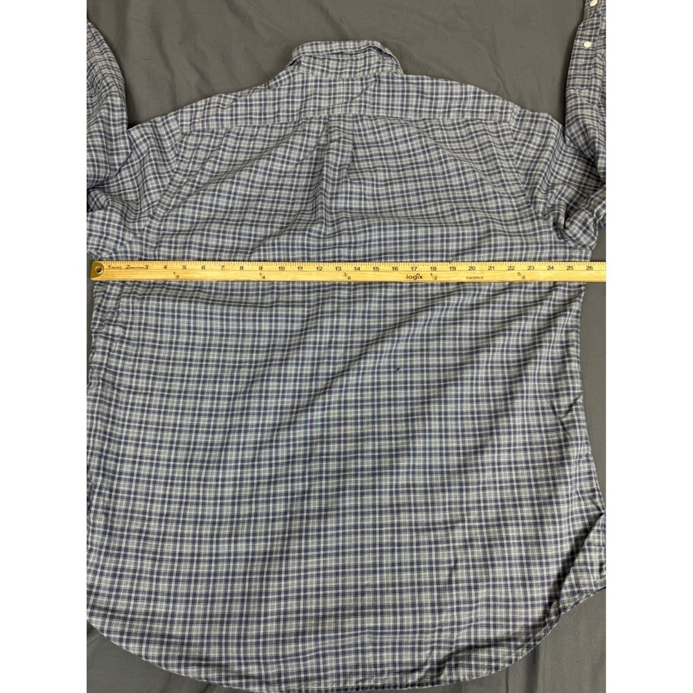 Ralph Lauren Classic Fit Plaid Button Down Shirt Mens Blue Grey Long Sleeve - Picture 3 of 16